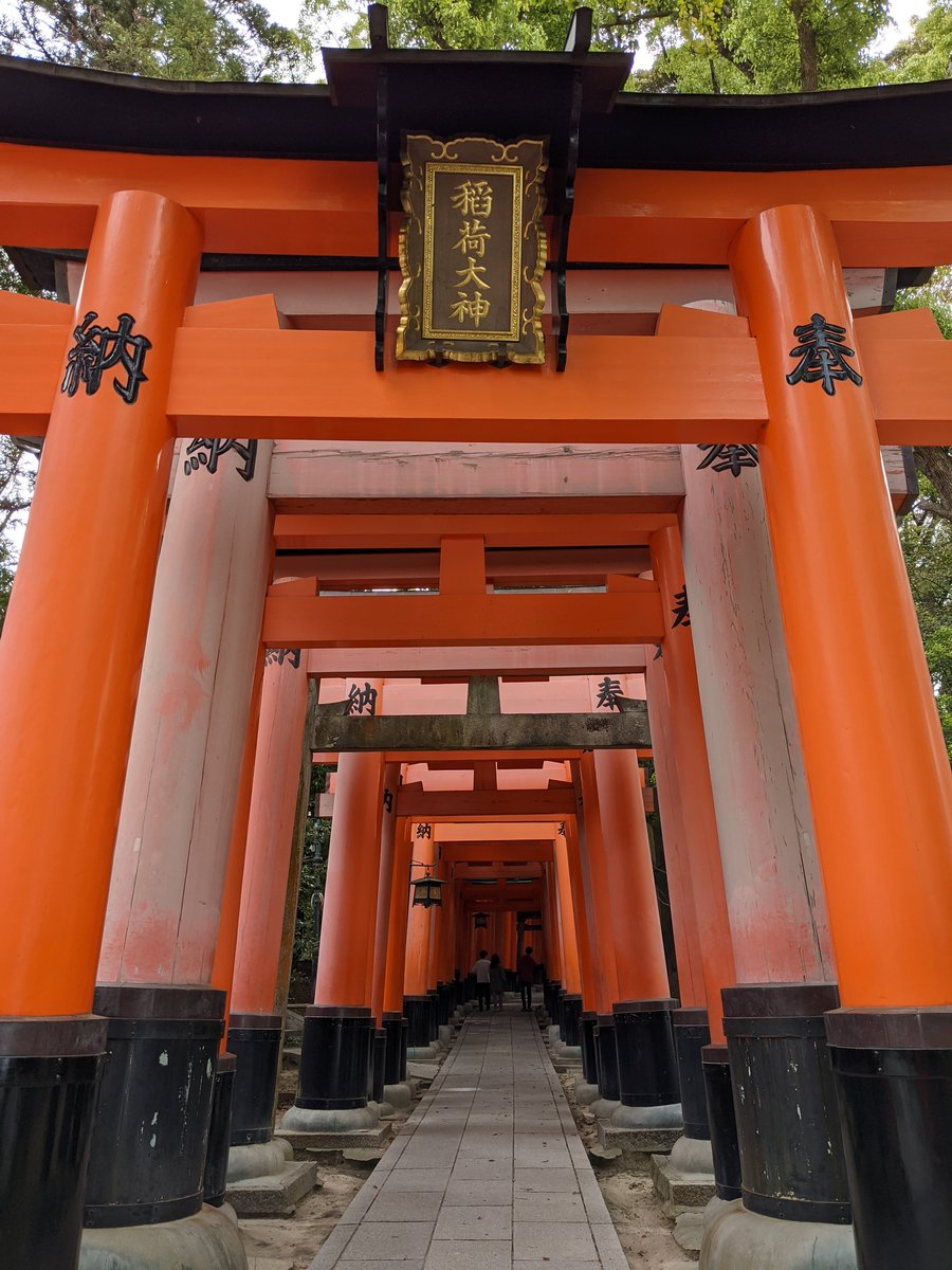 Spring at Fukakusa Shrine, Kyoto — Red Torii & Guardian Stone photo 3