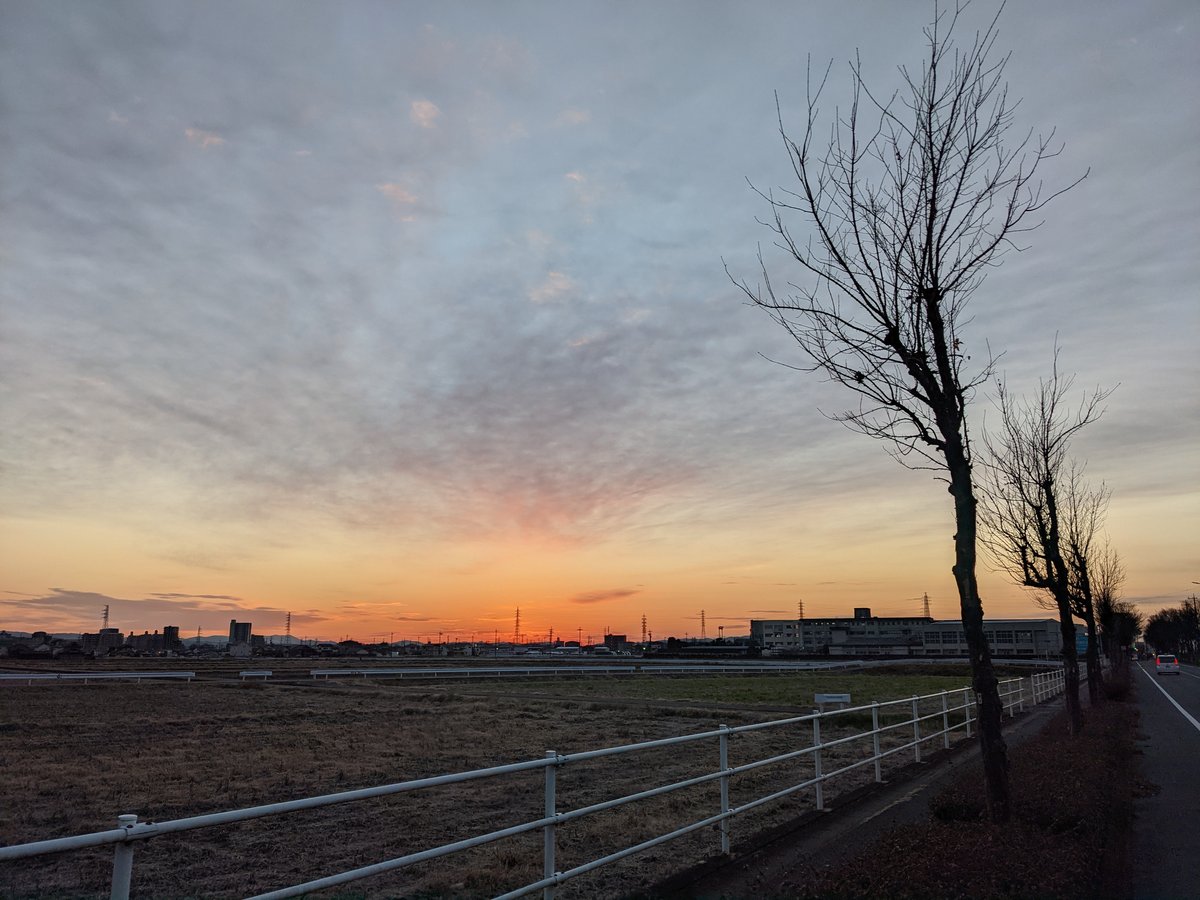 Winter Sunset Over Chiryu Countryside, Aichi