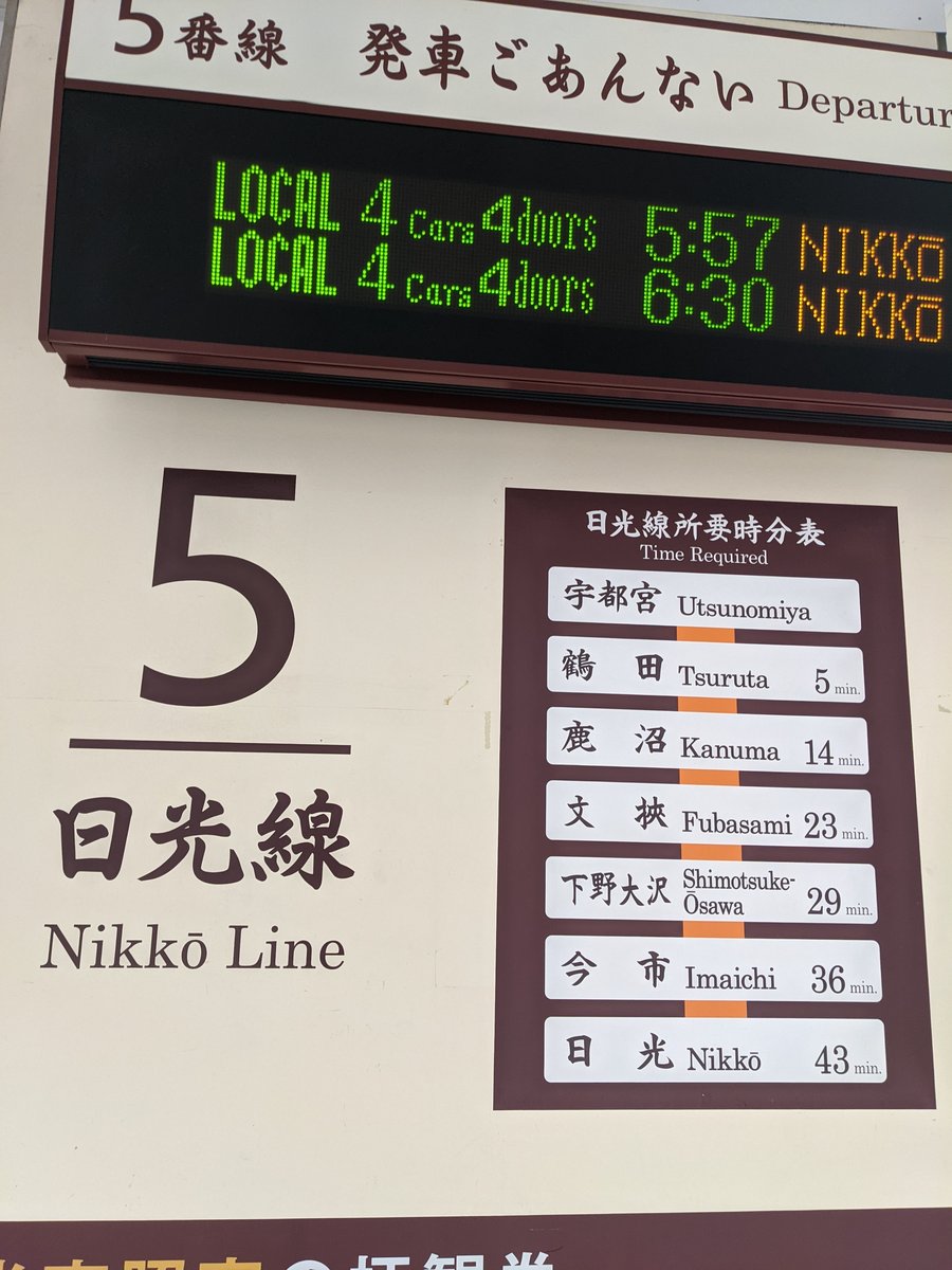 Nikko Line Platform 5, Utsunomiya Station, Tochigi
