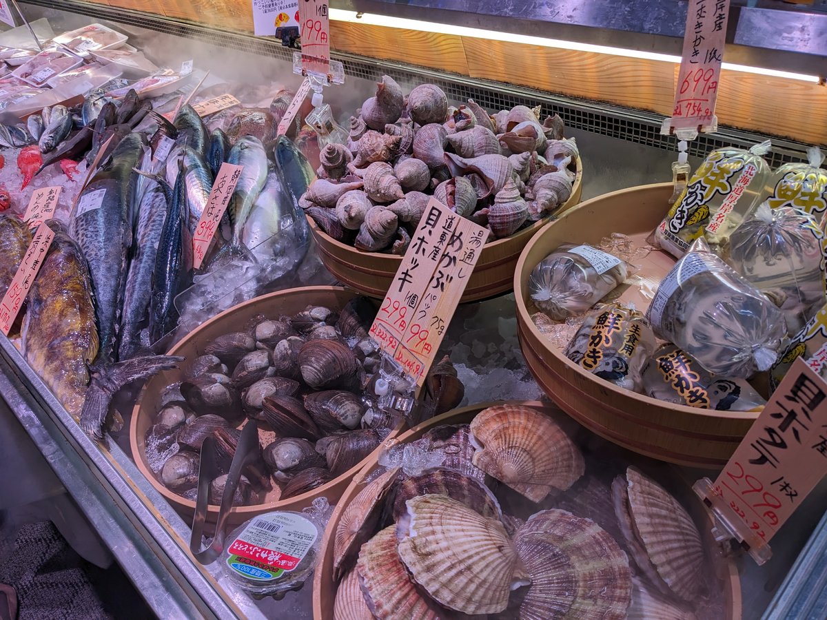 Fresh Seafood Market in Nakashibetsu, Hokkaido