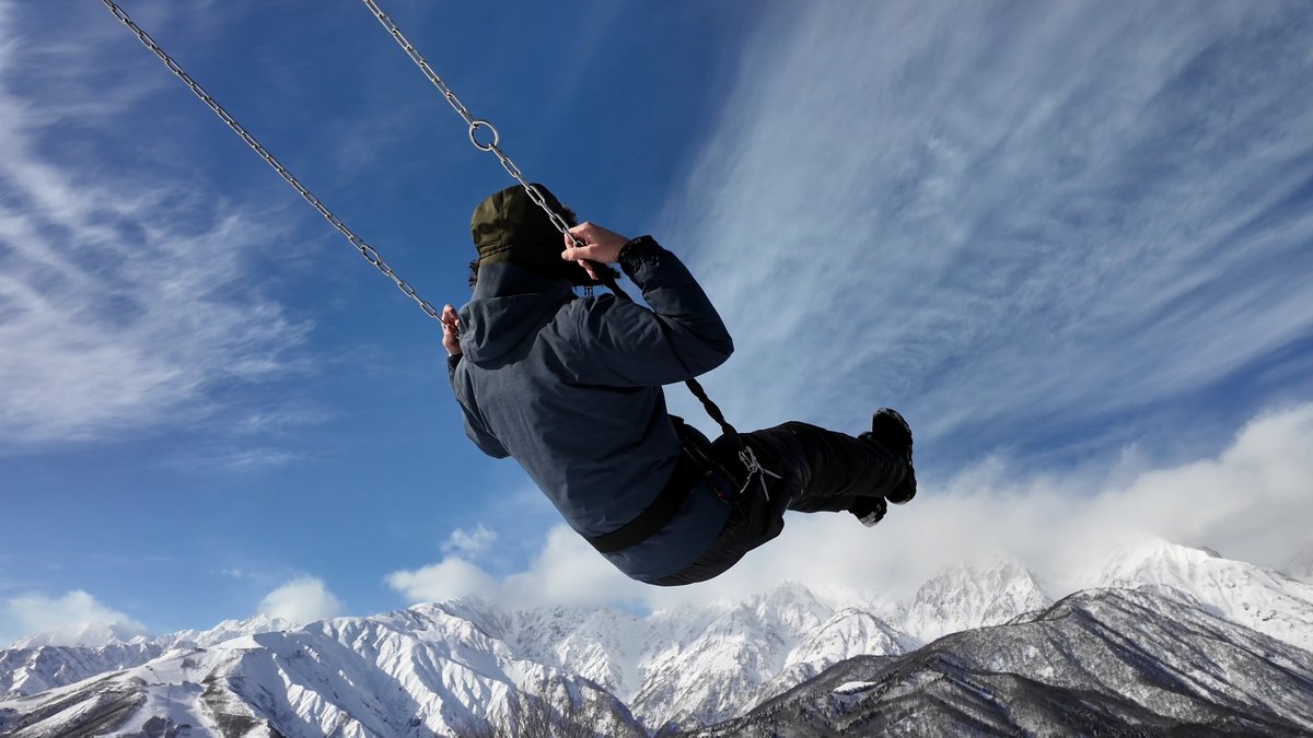 Winter Swing with Mt. Shirouma, Nagano